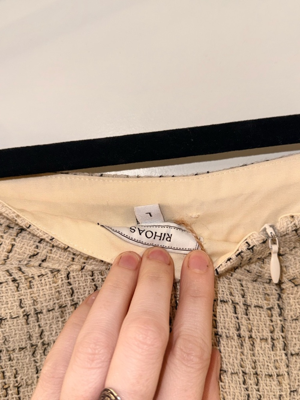RIHOAS Old Money Cream Tweed A-Line Midi Skirt (large) - Picture 7 of 7